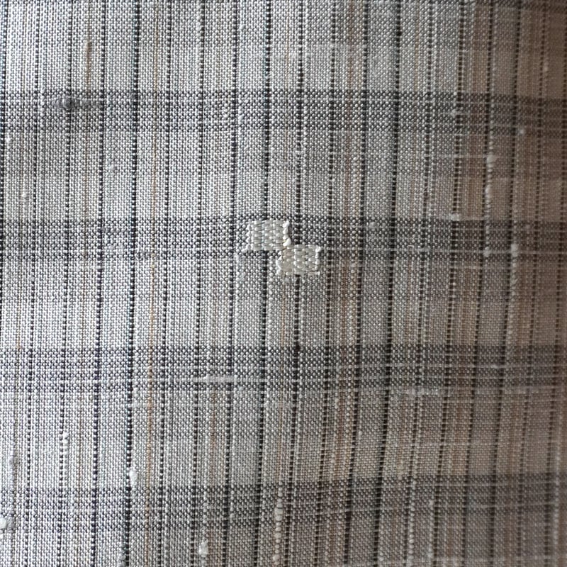 上田紬　小紋　格子模様　着物　001k 単衣】小山憲市 作 紫水晶地 格子横段文 上田紬 | 大山キモノ