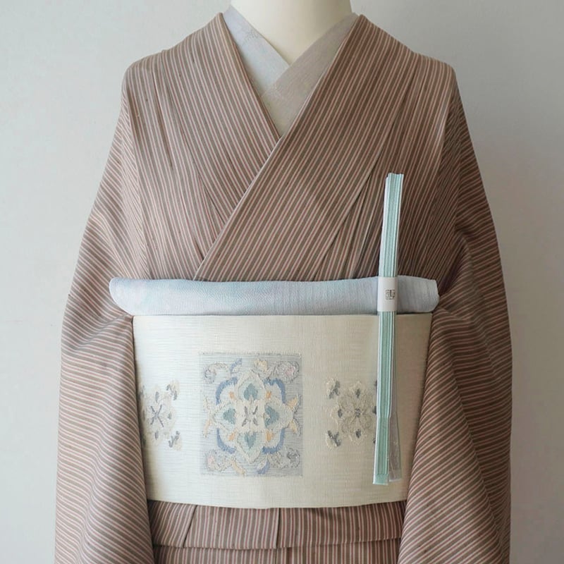 正絹　単衣　紬　格子織　撫子色　やまと謹製 正絹 単衣 紬 格子織 撫子色 やまと謹製