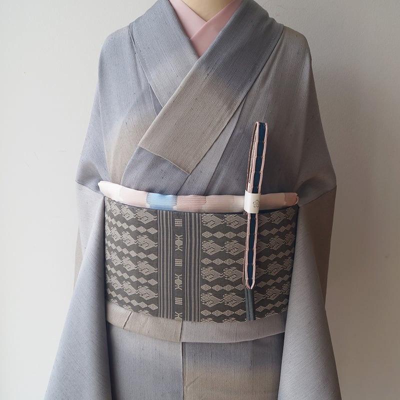 訪問着 正絹 染紬 金彩 風景文様 桜 松 連山 身丈158cm 裄丈65cm 訪問着 正絹 染紬 金彩 風景文様 桜 松 連山 身丈158cm 裄丈65cm