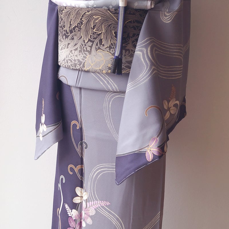 hm様　美品　正絹袷　帝王紫染め分け訪問着単品 hm様美品正絹袷帝王紫染め分け訪問着単品