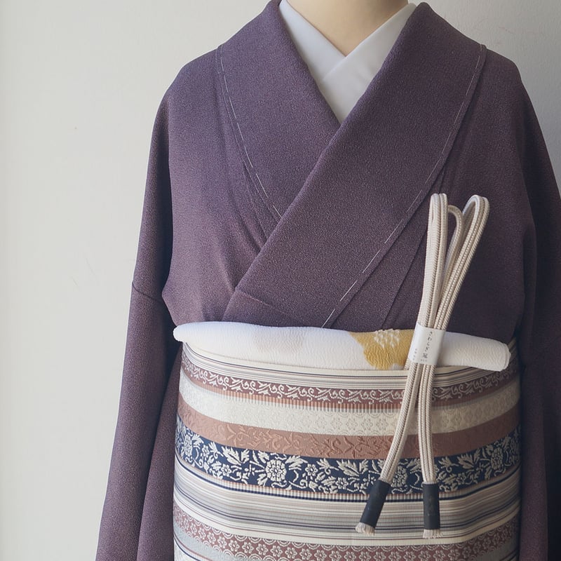 ☆小森久☆博多帯☆如水間道☆証紙付き☆新品未使用☆桐の箱 ふくろ帯】小森草木染工房 如水間道 博多織ふくろ帯 | 大山