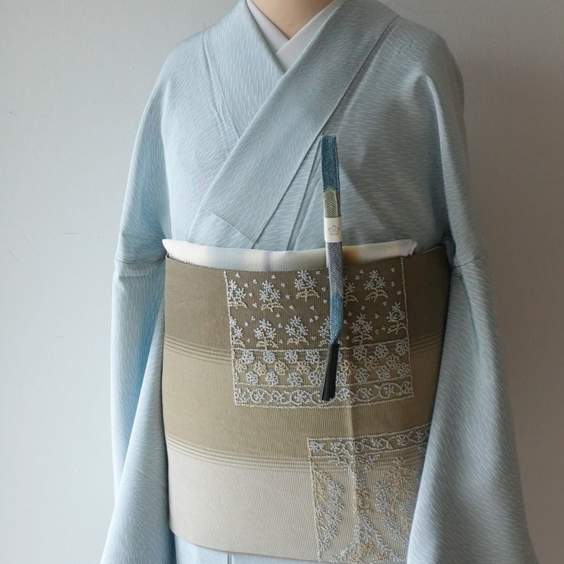 美品 越後夏大島物語 小紋 単 証紙付き 単衣】水色×白 乱菊文 江戸小紋 | 大山キモノ・ちぇらうなぼるた