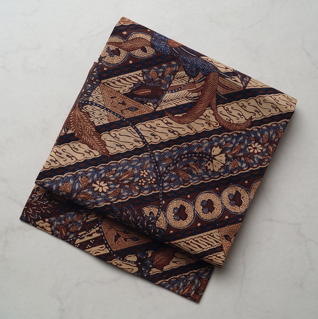 バティック ろうけつ染 九寸名古屋帯 正絹 花と蝶 未使用 イ5937