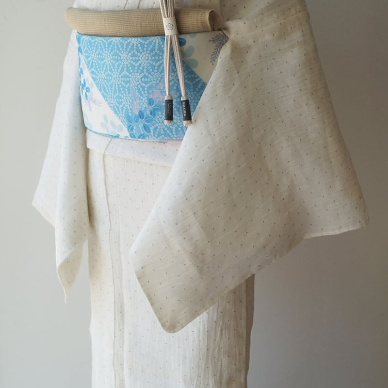 夏物　本場小千谷縮　無地　証紙付き　麻　仕付け糸付　未使用 夏・麻】生成り色地 小井桁絣文 本場小千谷縮 証紙付き | 大山