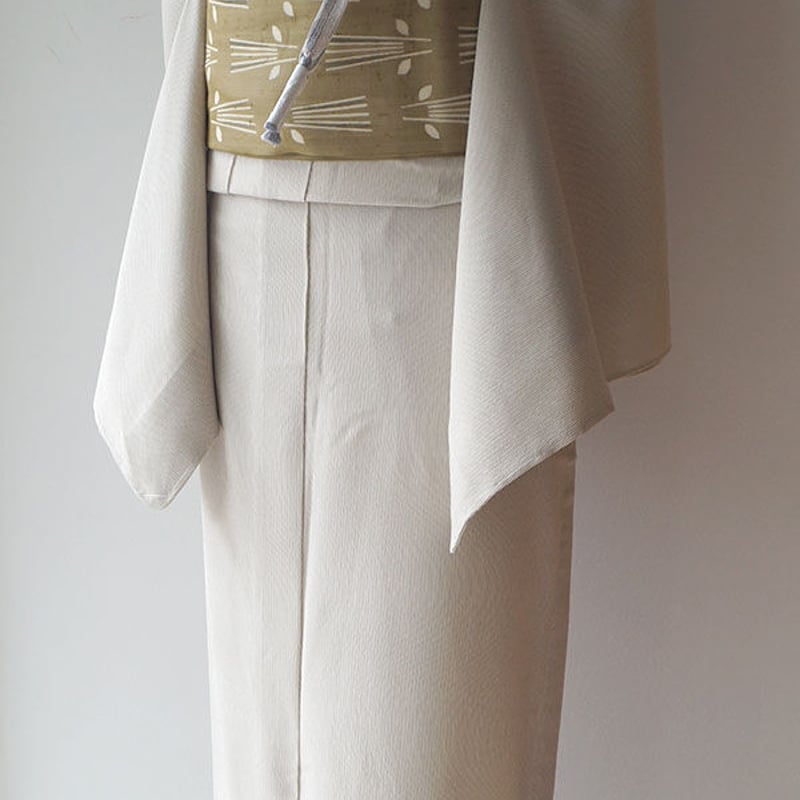 ○【最終値下げ】505mk69○夏の小紋 絽 雨縞に菱 モダン柄○