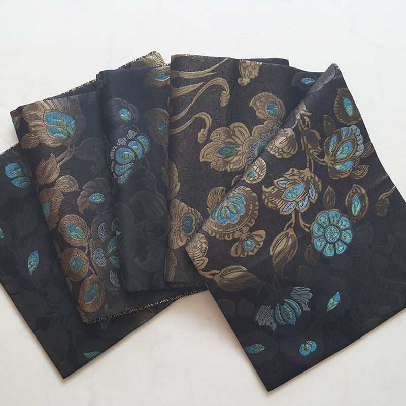 専用帯2502 2633 二本セット●最高級 紋屋井関謹製 御寮織 高級 正絹 ふくろ帯】紋屋井関 御寮織 黒色地 宝相華文 ふくろ帯 | 大山