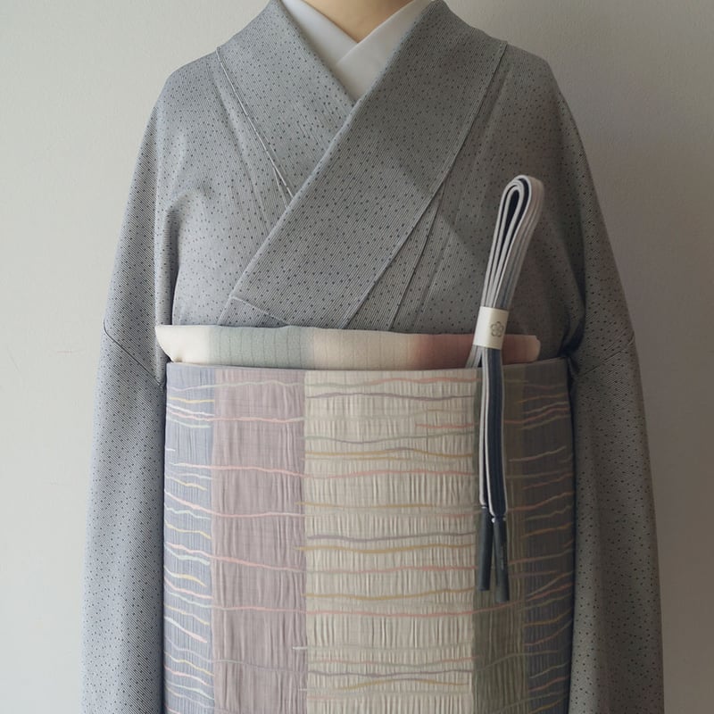 美品　越後夏大島物語　小紋　単　証紙付き 美品越後夏大島物語小紋単証紙付き