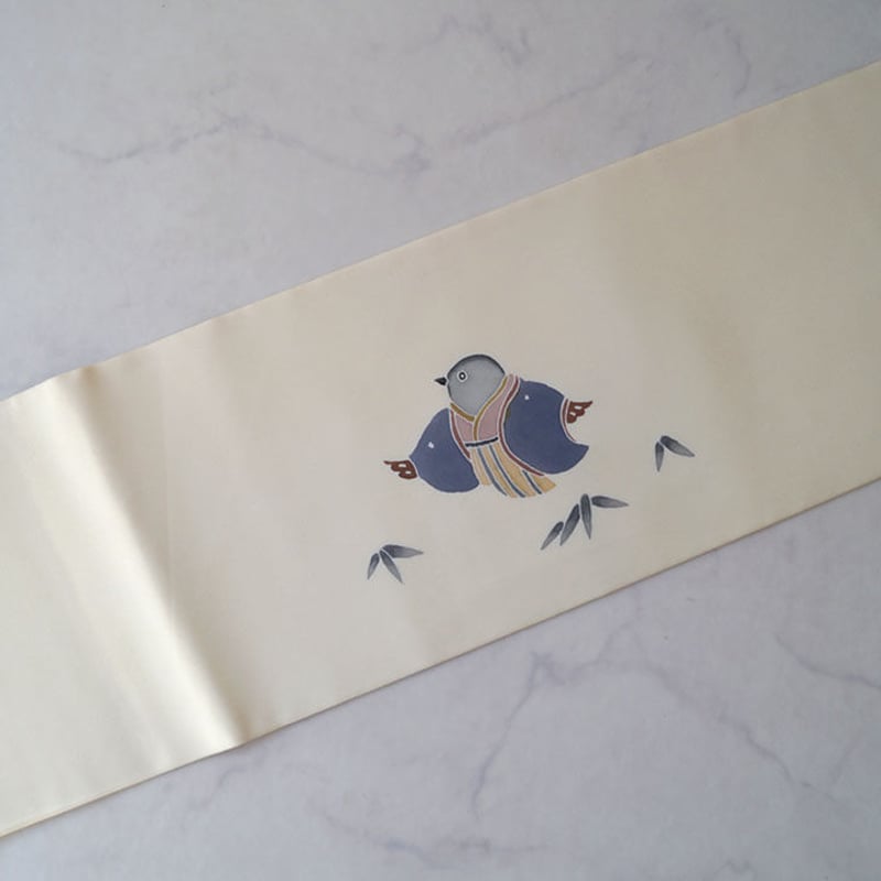 なごや帯】胡粉色地 雀の嫁入り 塩瀬地なごや帯 | 大山キモノ・ちぇら  