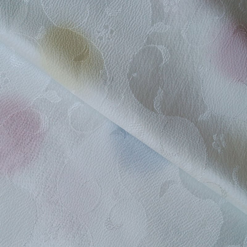 和小物さくら・帯揚げ】白色地 意匠唐草小花地紋 丸文三色暈