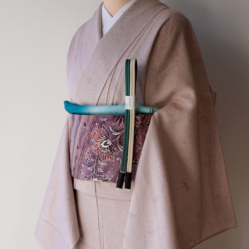 正絹　単衣　紬　格子織　撫子色　やまと謹製 正絹 単衣 紬 格子織 撫子色 やまと謹製