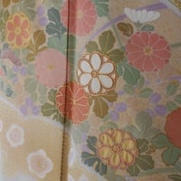 【袷】淡色地雪輪に四季花文の訪問着