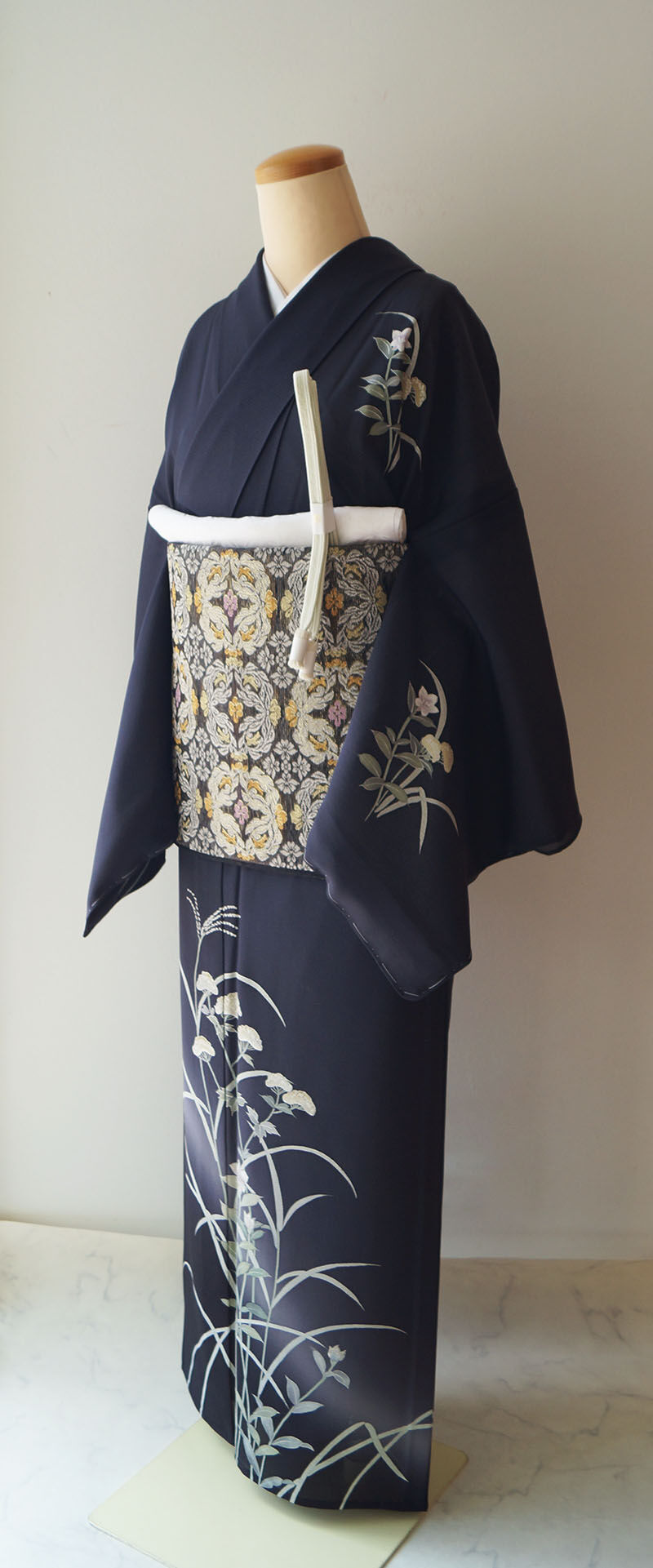 【千總】正絹　絽訪問着　一つ紋　夏草秋草紋様 千總】正絹絽訪問着一つ紋夏草秋草紋様