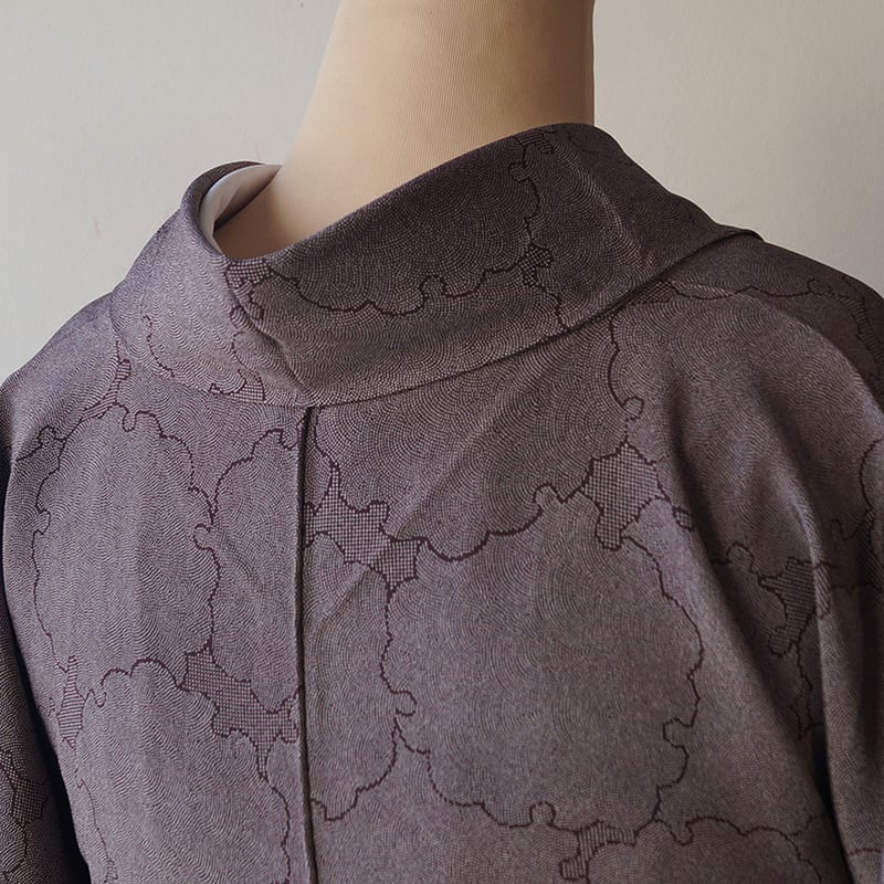 着物江戸小紋黒色白角通し正絹袷広衿ブラックきものモノトーンSサイズM156保科信 着物江戸小紋黒色白角通し正絹袷広衿ブラックきものモノトーンS