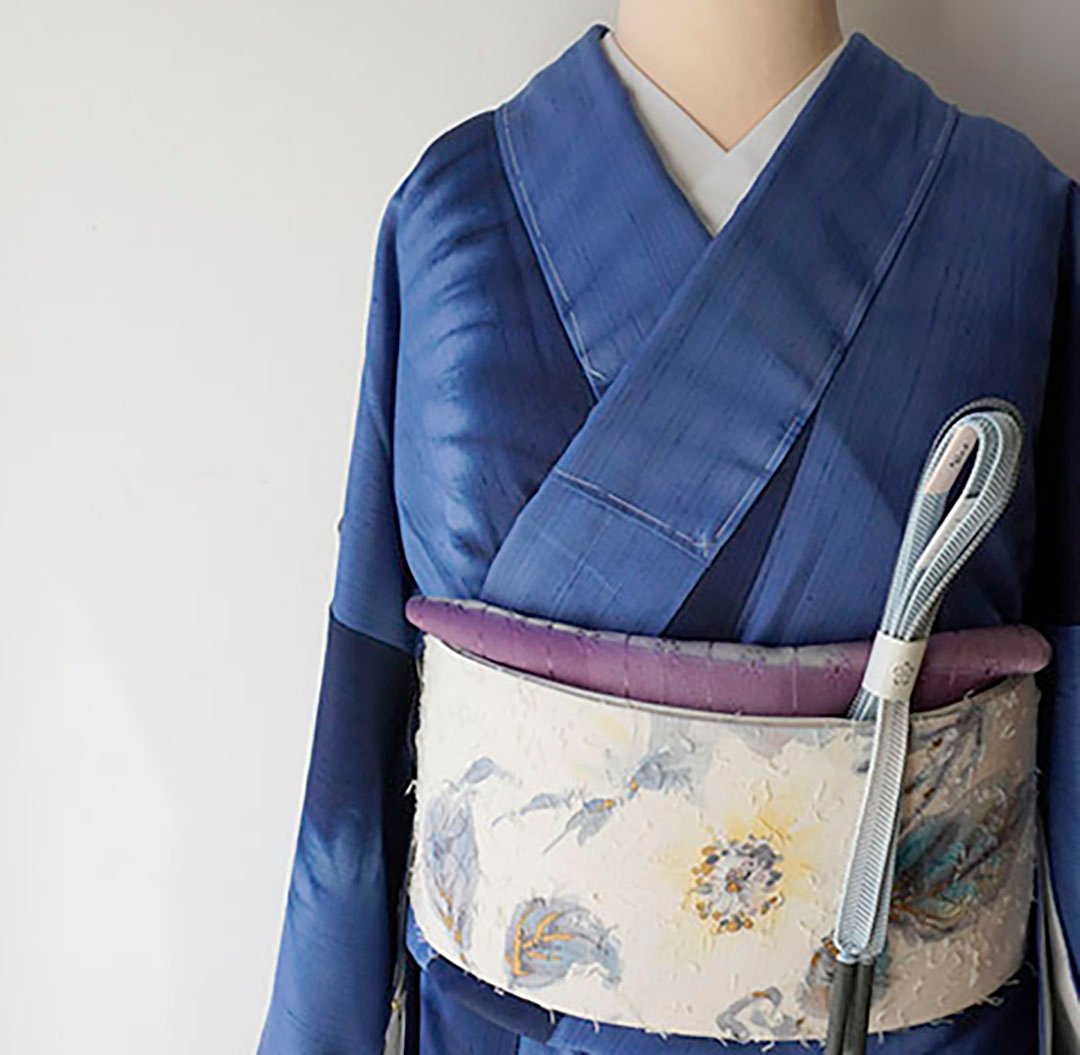 なごや帯】 生成り色 抽象花文様 ひげ紬地 なごや帯 | 大山 なごや帯】 生成り色 抽象花文様 ひげ紬地 なごや帯 | 大山