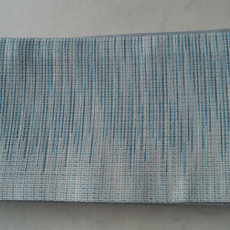 ペンギンデザイン 半幅帯 水色 SOUBIEN 半幅帯 モダン 水色 ライトブルー 縞 ストライプ 両面