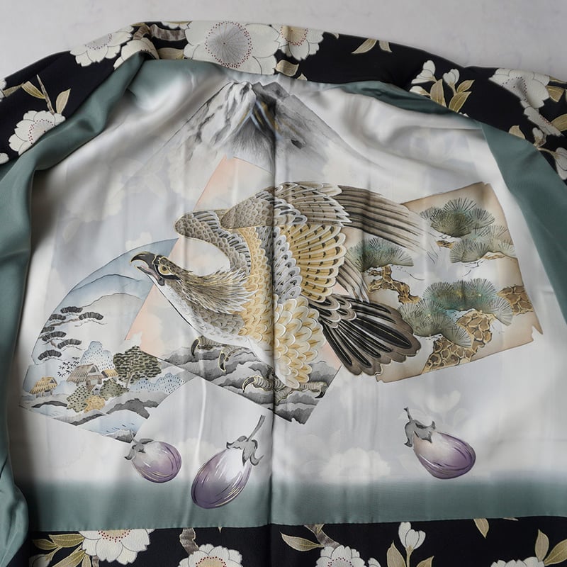 袷羽織】黒地 桜文 羽織 | 大山キモノ・ちぇらうなぼるた