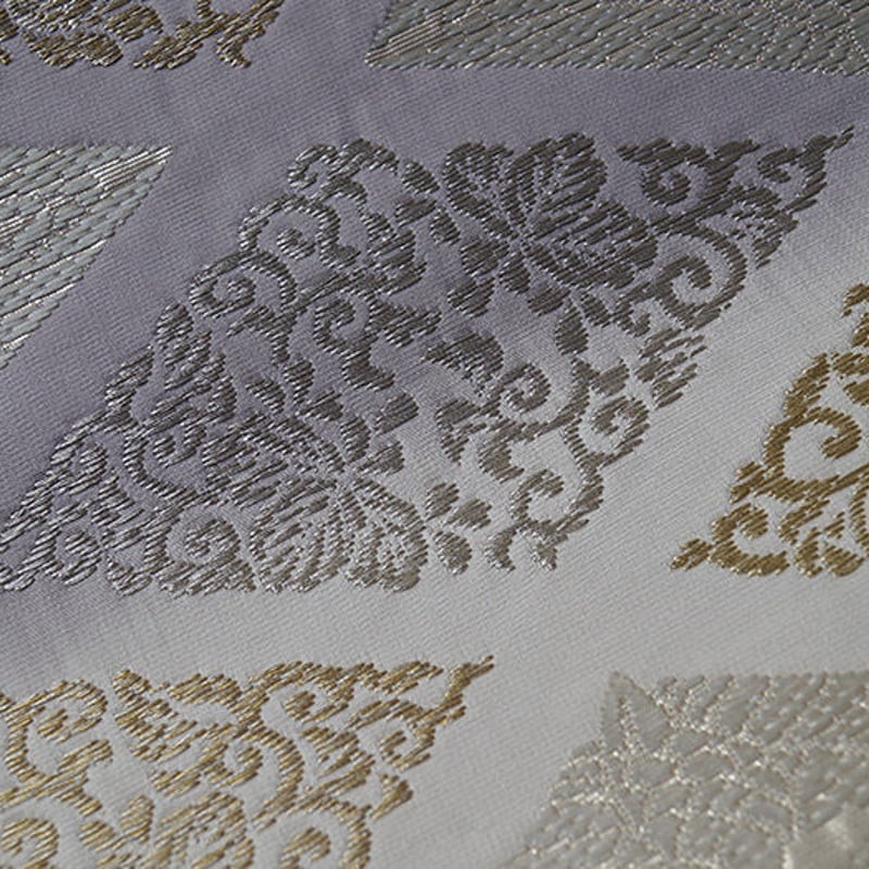 ふくろ帯】草木染 灰紫×白練色 菱文 ふくろ帯 | 大山キモノ・ち