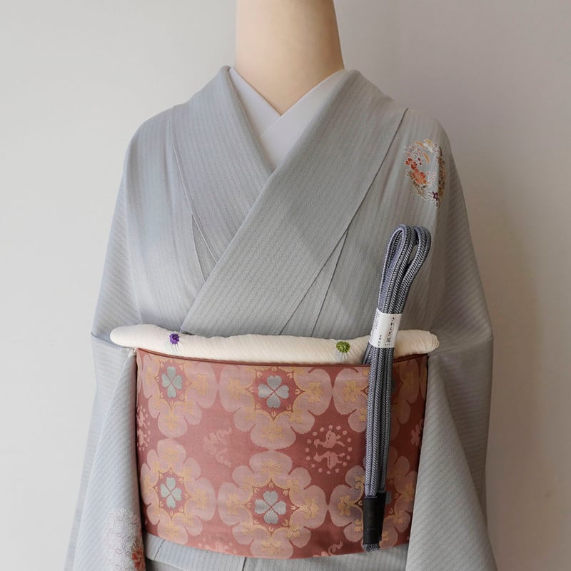 名古屋帯　抽象模様　唐草　オフホワイト　着物　帯　022k 名古屋帯 抽象模様 唐草 オフホワイト 着物 帯 022k 唐草模様紬