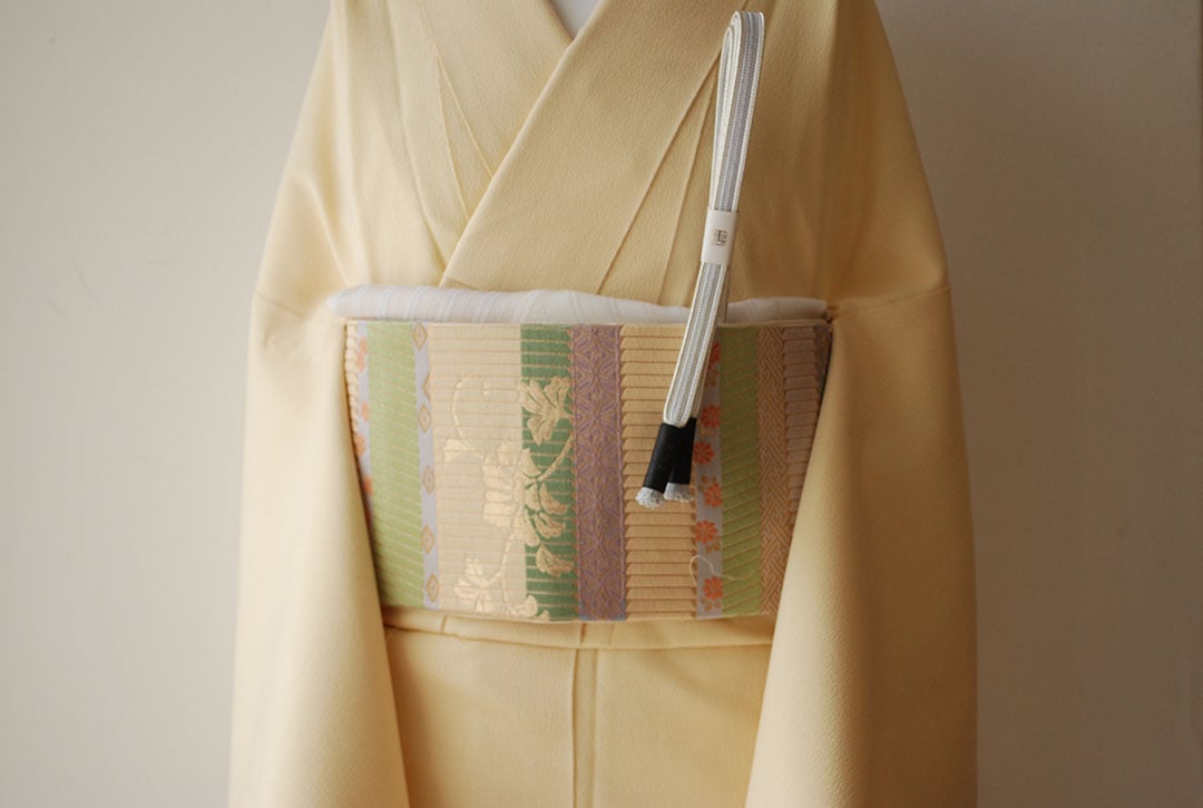 ◆新品 未使用◆本塩沢紬 色無地 着物 袷】女郎花色 塩沢紬色無地 三越扱い | 大山キモノ・ちぇらうな