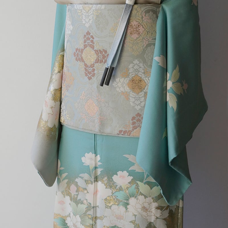 訪問着　薄物　正絹　山並み 箔散らし柄 金彩 ぼかし 訪問着 薄物 正絹 山並み 箔散らし柄 金彩 ぼかし