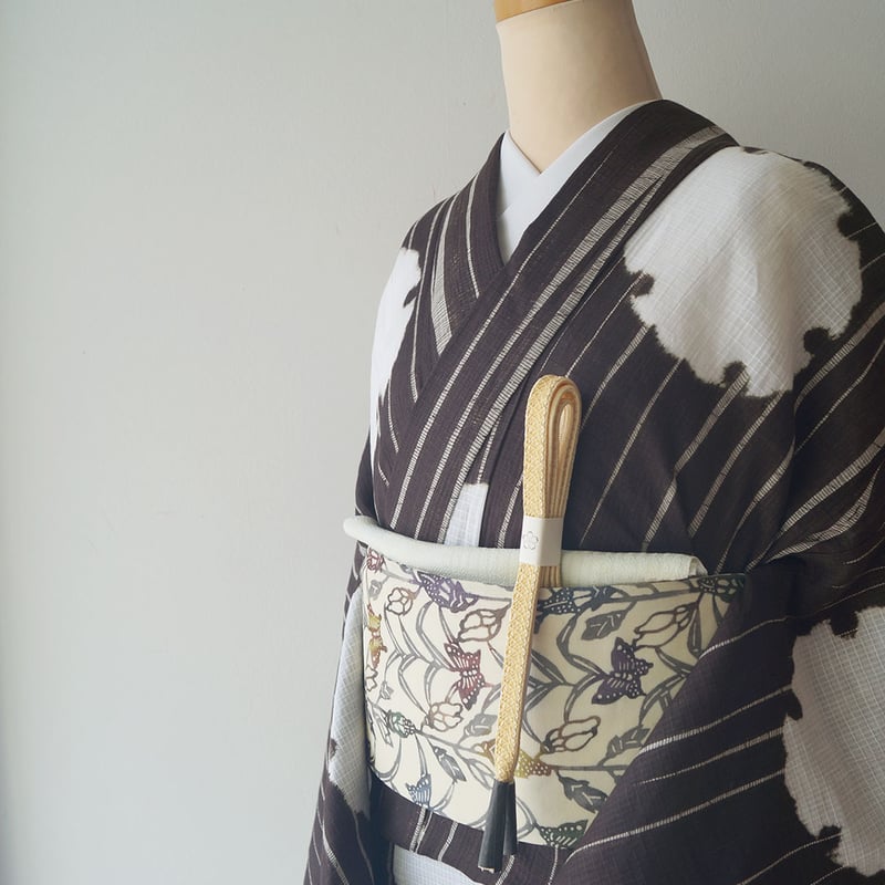和小物さくら・帯締め】薄卵色 高麗網目レースリバーシブル帯締め No 