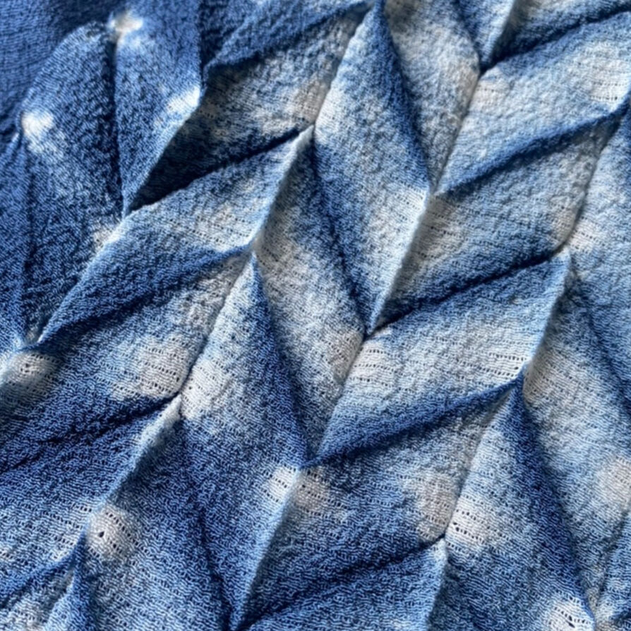 【和小物さくら・帯揚げ】縫い絞り 藍色 絽ちりめん帯揚げ
