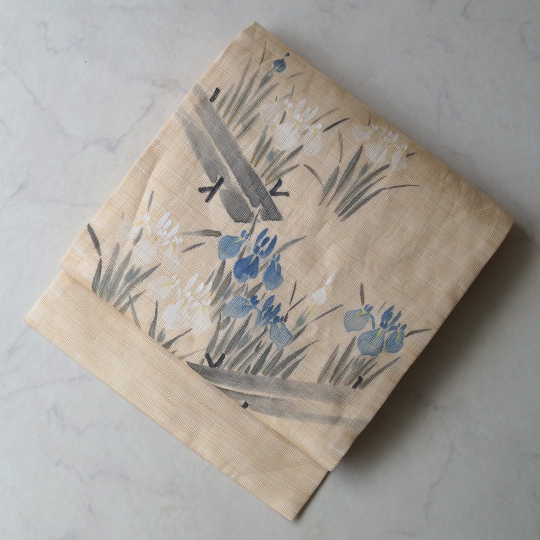 きものヱビス ■ 工芸キモノ野口 桐山紫香作 麻地 名古屋帯 きものヱビス □ 工芸キモノ野口 桐山紫香作 麻地 名古屋帯