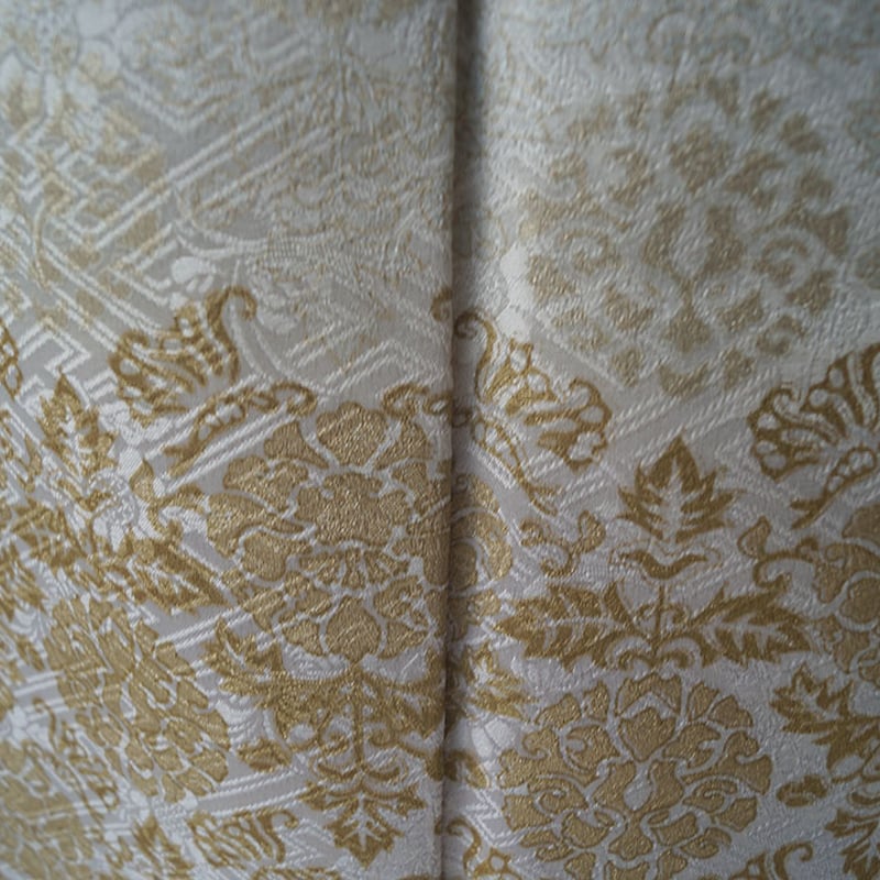 oddity0727【超美品】正絹 縮緬地 型染 花唐草模様 小紋 単衣 売却済トールサイズゆったり裄長単衣・更紗花唐草文の小紋正絹未使用