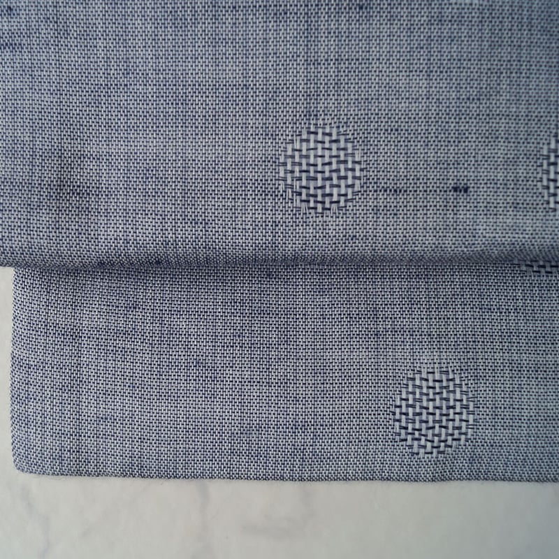 夏・なごや帯】紺色×白地 ドット柄 麻なごや帯 | 大山キモノ・ちぇら  