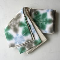 【つゆくさ・半幅帯】勿忘草色×常磐緑×銀煤竹　雪花絞り半幅帯 No.250514