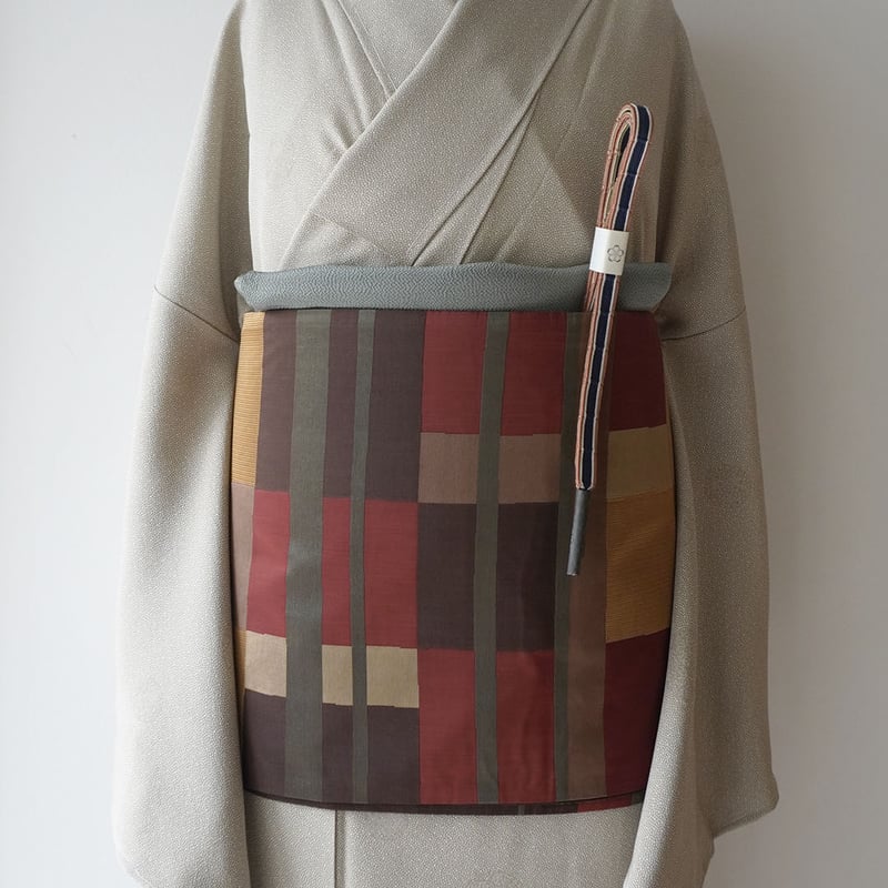 袋帯 京都 西陣 淡茶ベージュ 金糸 辻が花 道長 フォーマル 中古 kp858  