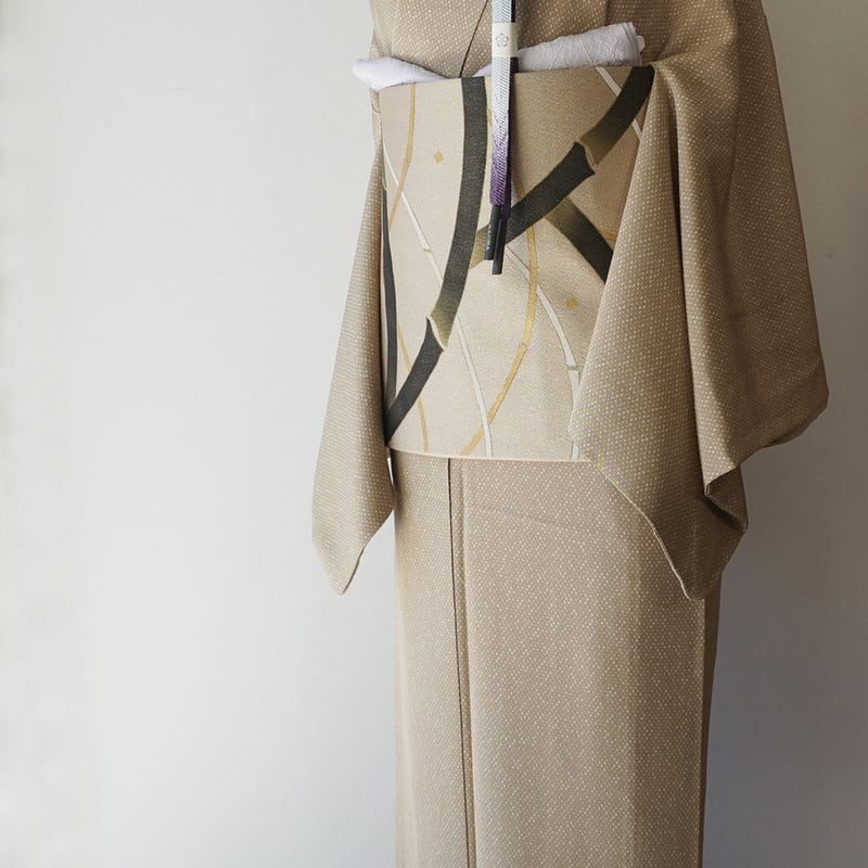 縁」150cm～157cm お茶事 一越地 深紫色 小紋 正絹 I446（袷  