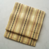 【夏なごや帯】蒸栗色×黒色×朱色　献上柄　両もじり　紗献上博多なごや帯