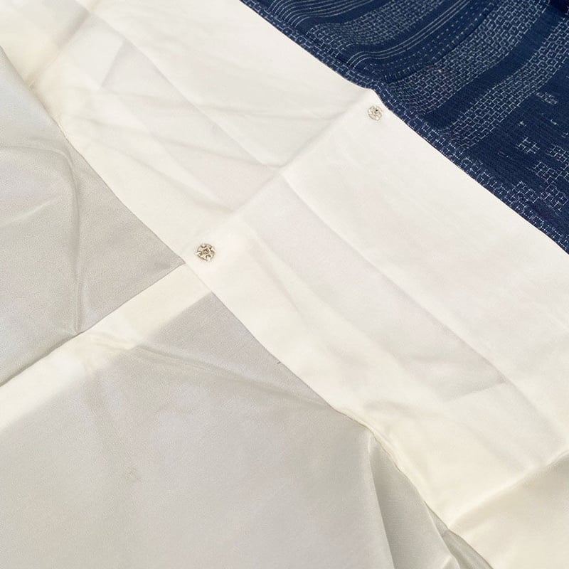 ER-19 本場結城紬 紫色系 縦ライン 花唐草 しつけ 証紙 美品 亀甲