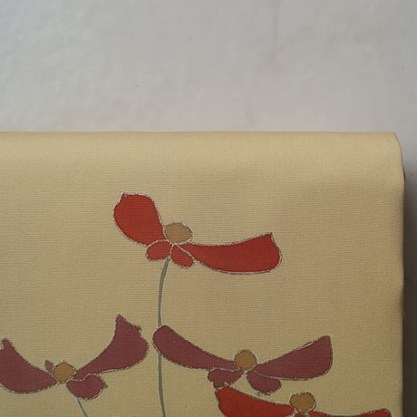 【なごや帯】女郎花色　抽象植物文　なごや帯