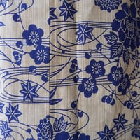 【浴衣】生成り色地　流水に四季花柄　仕立て下ろし　綿　浴衣