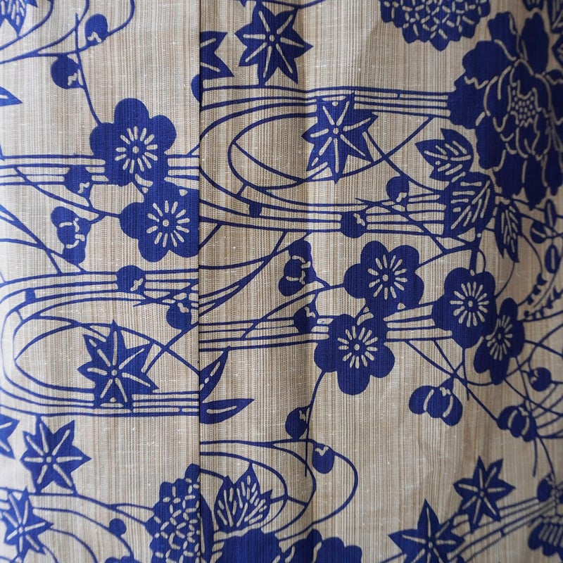 仕立て上がり浴衣】NO.3728【花モチーフ/水色紺】カルキュロ 冷感素材