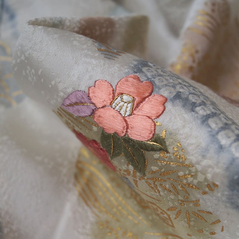 未使用品】訪問着 銀彩加工刺繍入り （未使用品】単衣 訪問着 銀彩加工  