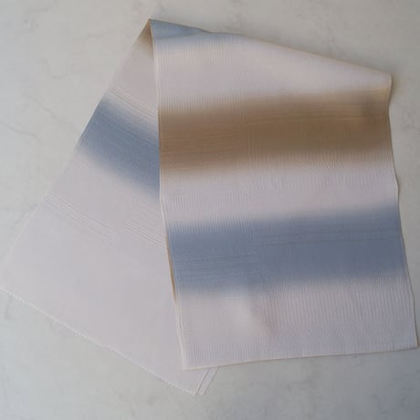 【和小物さくら・帯揚げ】３色暈し　変わり横段　帯揚げ　生成り色×砺茶色×紺鼠色　№241213⑬