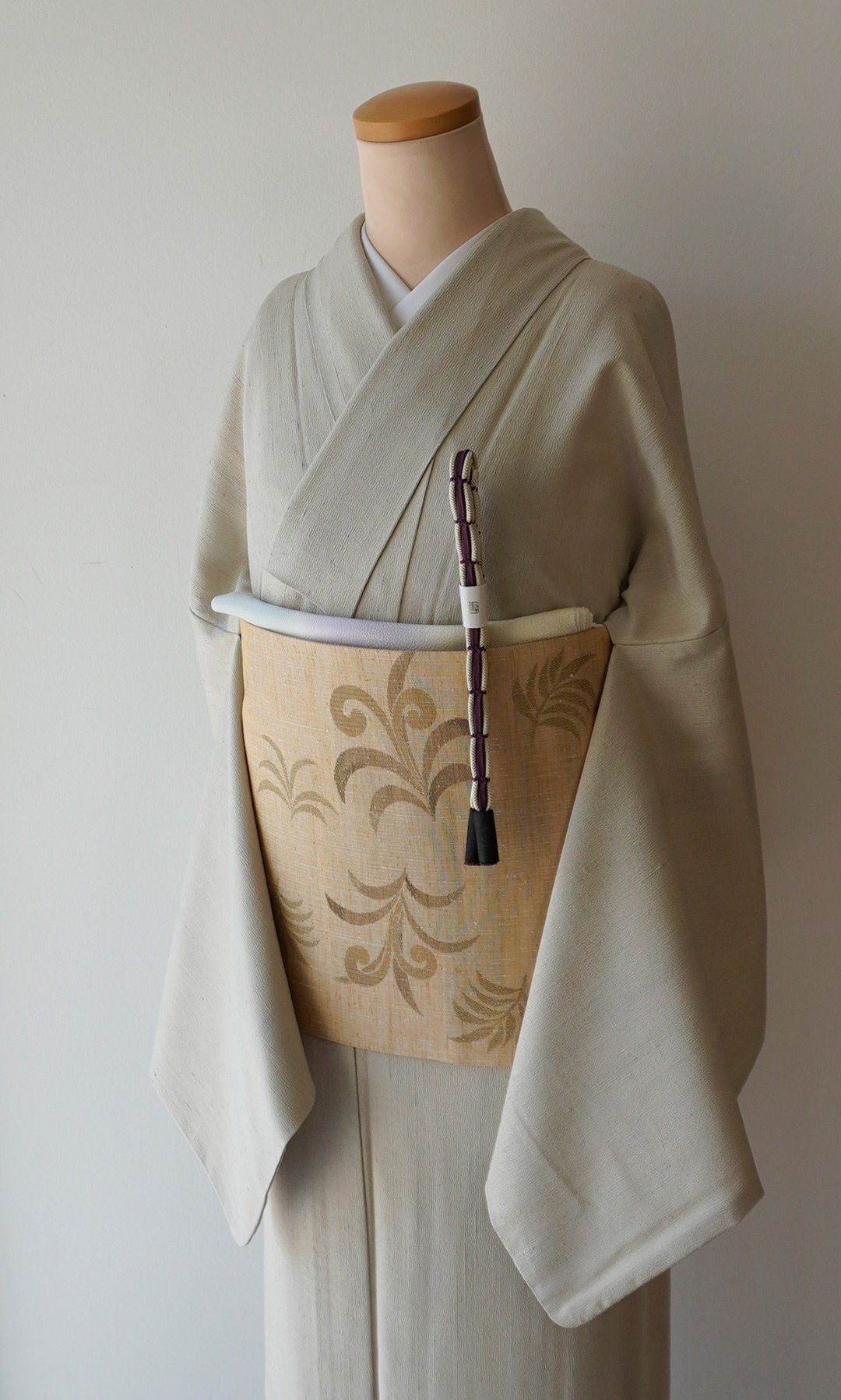 単衣】灰黄緑地 暈かし縞 | 大山キモノ・ちぇらうなぼるた