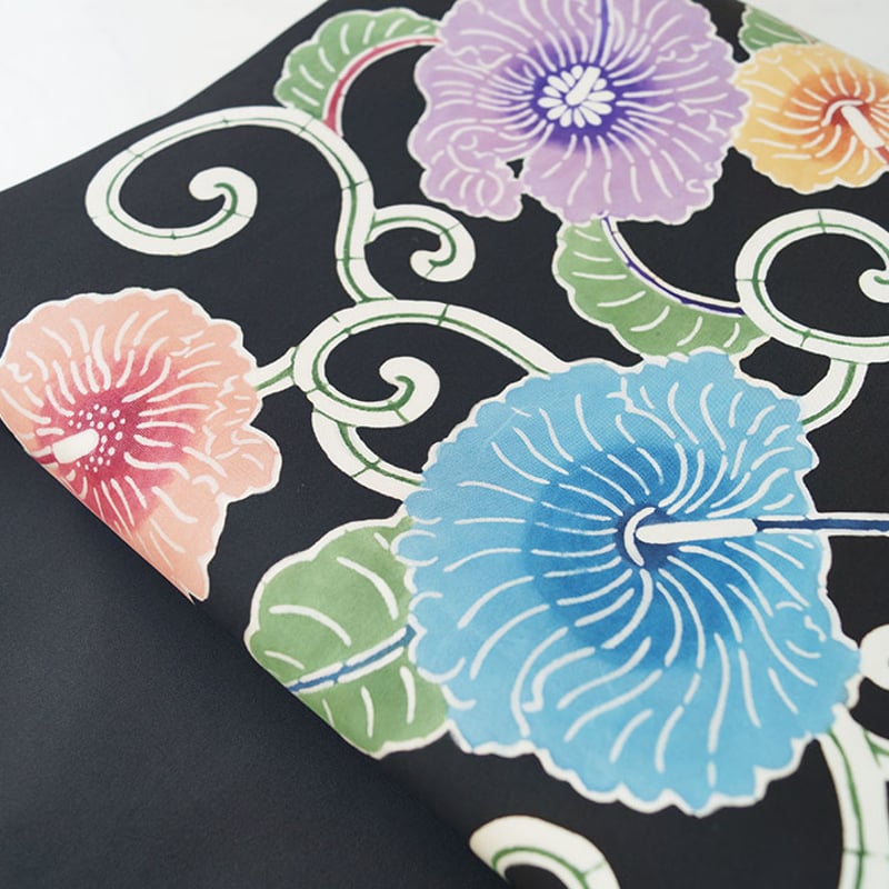 格子に花模様の袋帯 振袖 着物 金糸