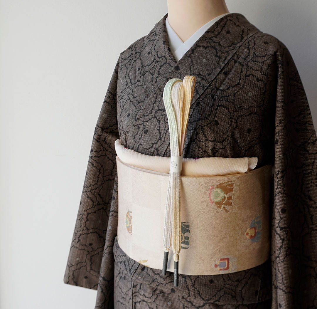 正絹 泥大島紬 着物 （正絹 本場大島紬 泥染め 裄丈70 お着物｜着物  