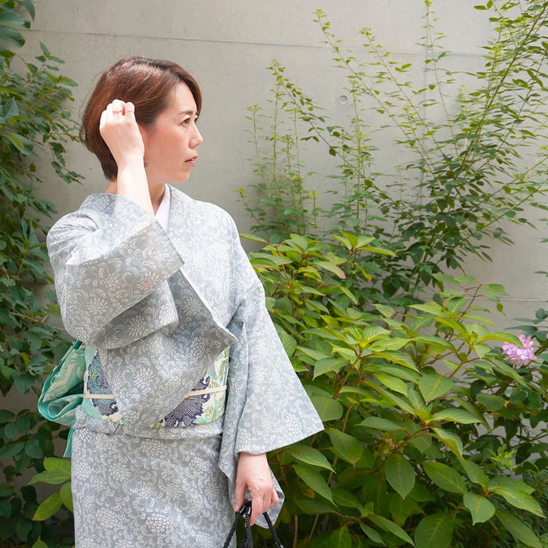 特撰綿麻織物　　女物浴衣　花織柄　小千谷絣織　反物　　白地　シンプル　夏物　⑤ 特撰綿麻織物 女物浴衣 花織柄 小千谷絣織 反物 白地 シンプル