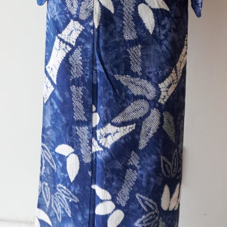 【有松絞り浴衣専門店つゆくさ・浴衣】青藍色　竹　浴衣