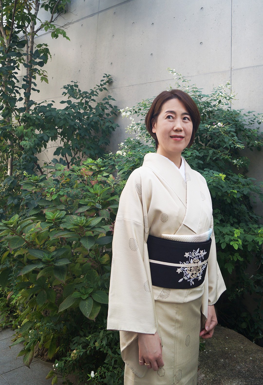 さんび謹製　未使用　お召　雪輪重ね文　洗える着物 KIMONOMACHI 洗える着物 小紋 袷 単品 「葡萄 紺」 オリジナル