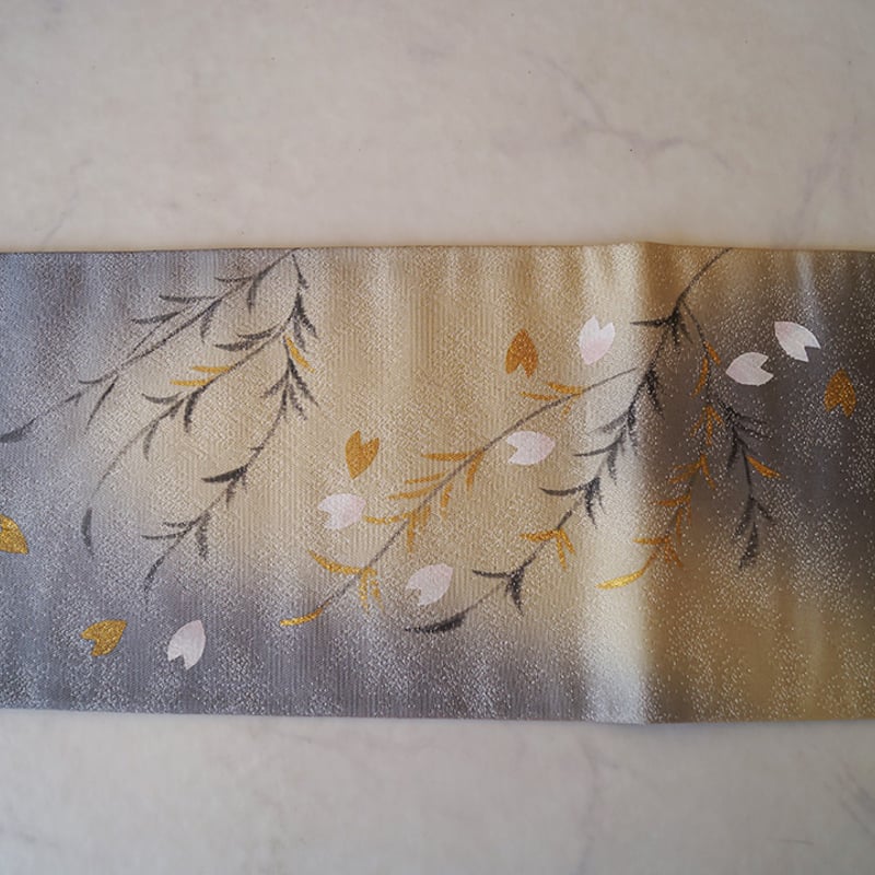 正絹　夏帯　作家　渡邊花鳥園　空海子 正絹 夏帯 作家 渡邊花鳥園 空海子