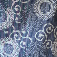 【浴衣】藍色地　花唐草文　浴衣　2025