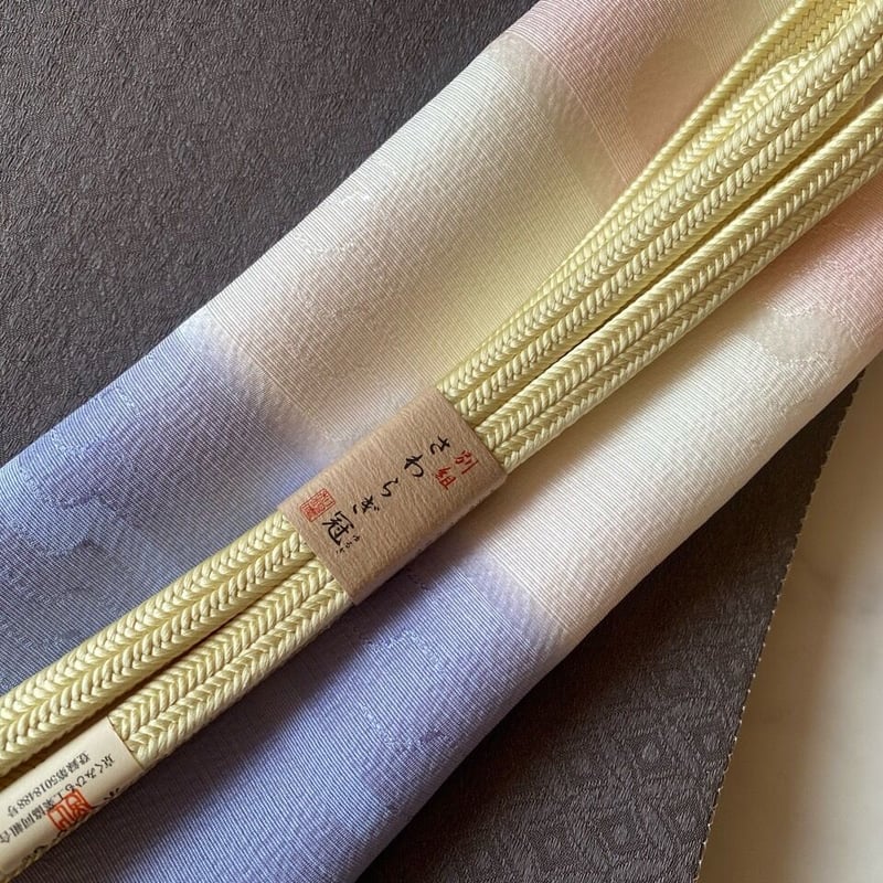 ふくろ帯】グレージュ×シャンパンベージュ 無地系ふくろ帯