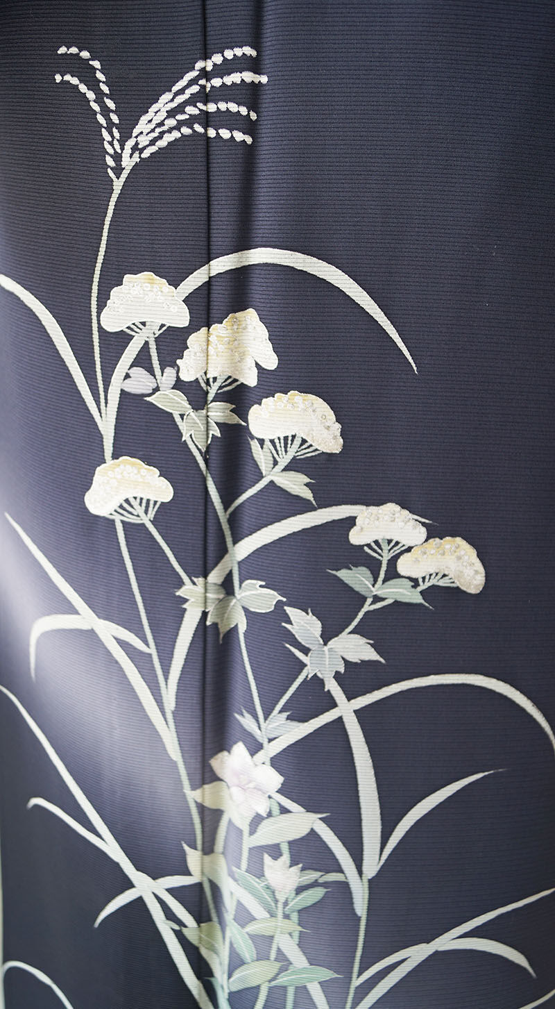 D553 夏着物　訪問着　蔦の葉　流水　絽縮緬　紫　正絹　美品 D553 夏着物 訪問着 蔦の葉 流水 絽縮緬 紫 正絹 美品 2025