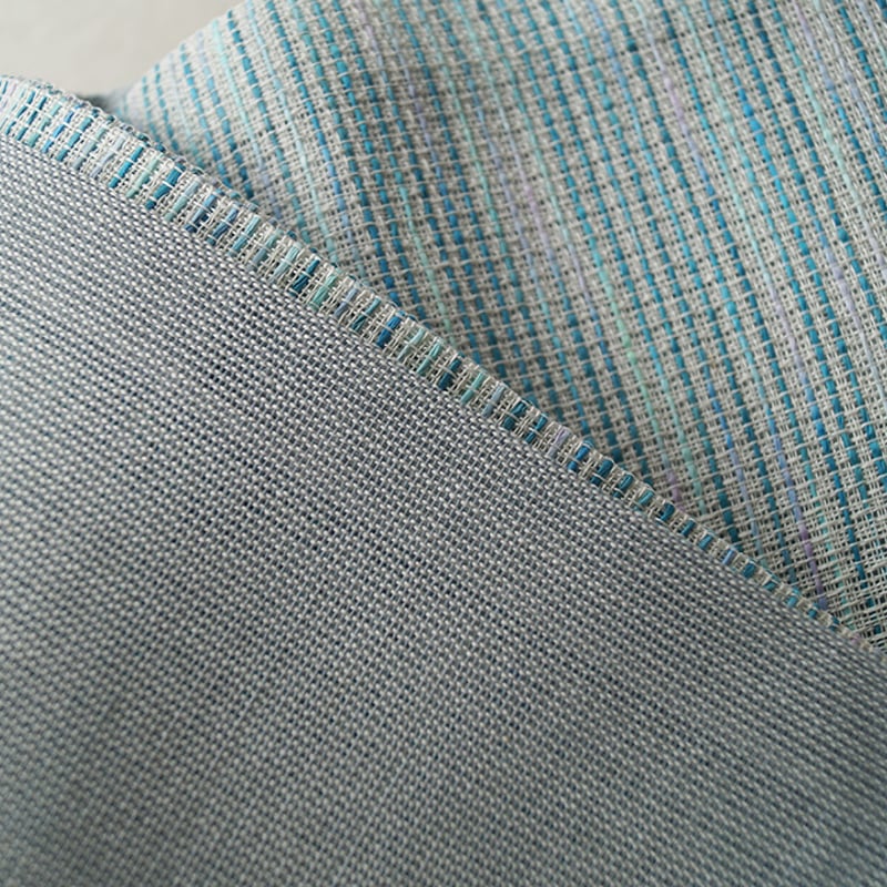 半幅帯】ブルーパープル系 横段縞柄 麻半幅帯 No.240821㉖